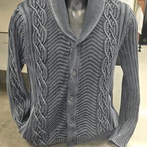 Guess Men's Charcoal Cable Knit Cardigan
